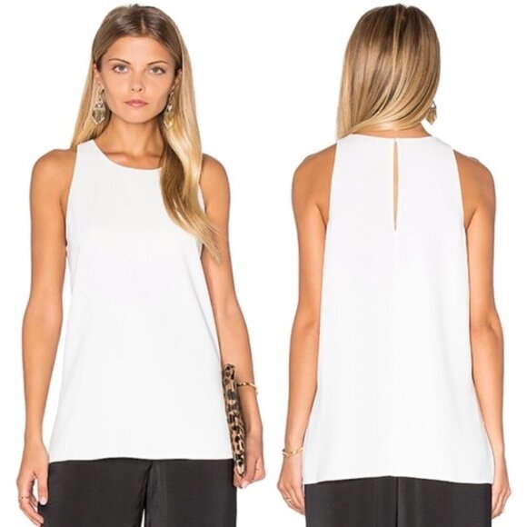 Vince | Bonded Sleeveless High Neck Longline Tunic Tank Top Black Size M - Picture 2 of 9